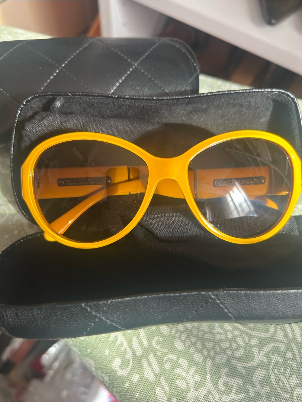 Authentic Chanel Yellow Oversized Round Sunglasses